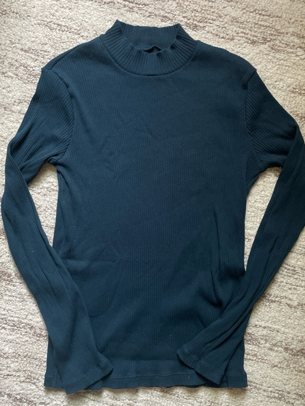 Classic Long-Sleeve Ribbed Mock Neck Sweater - dark green/blue